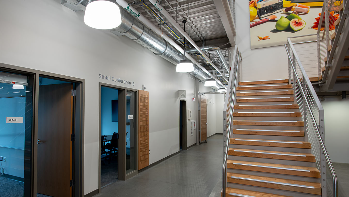 Hallway and staircase illuminated by Hollowcore