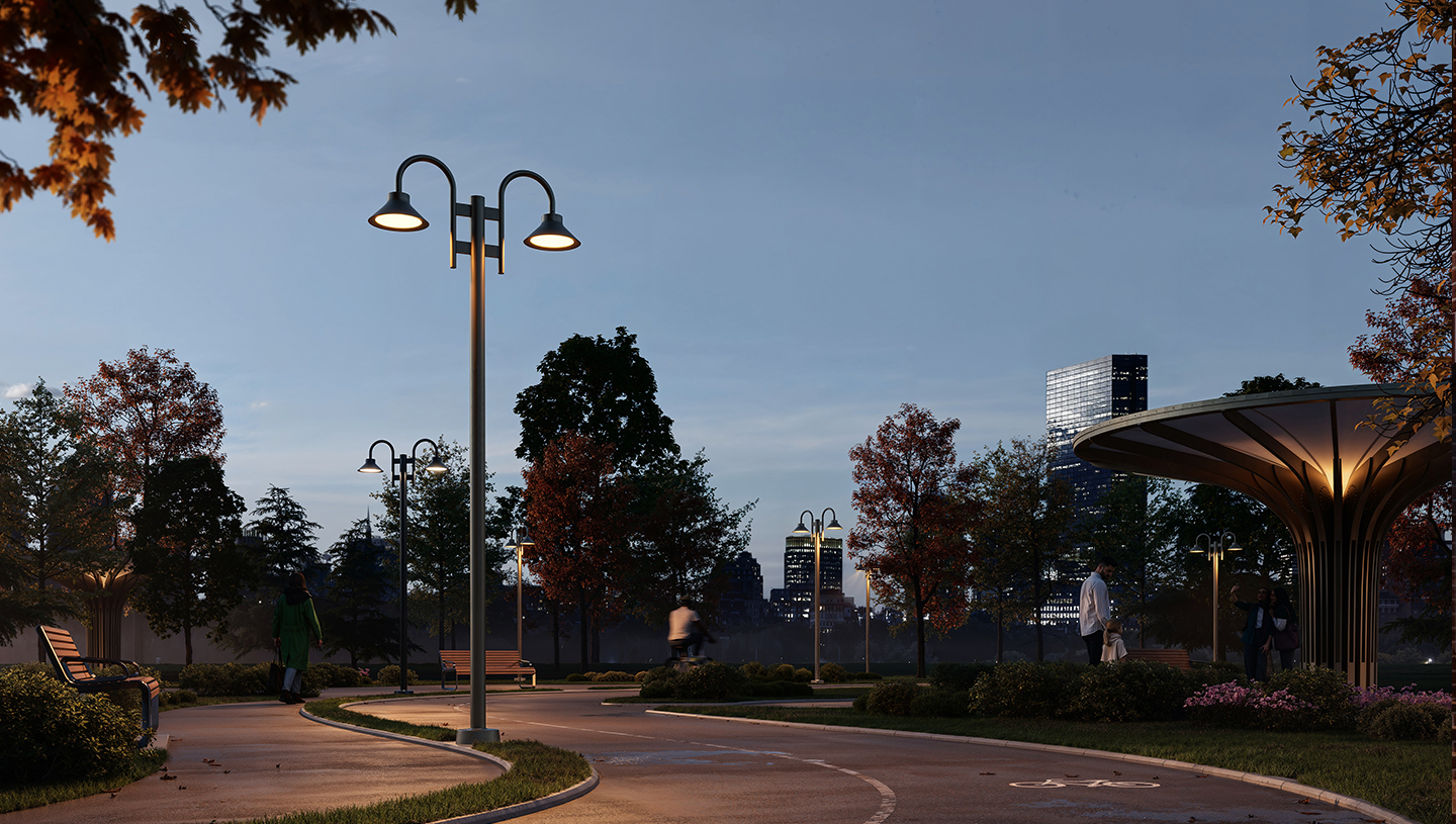 Ellington by Luminis lights park at night