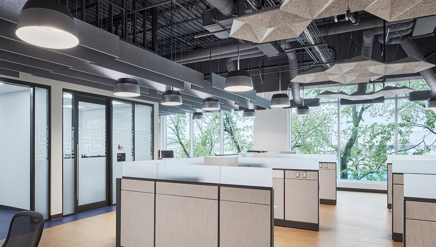 Hollowcore lights interior of ASC office building