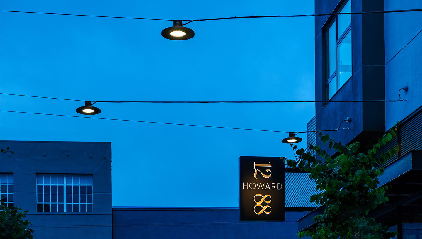 Maya luminaires by Luminis illuminate Howard Street signage