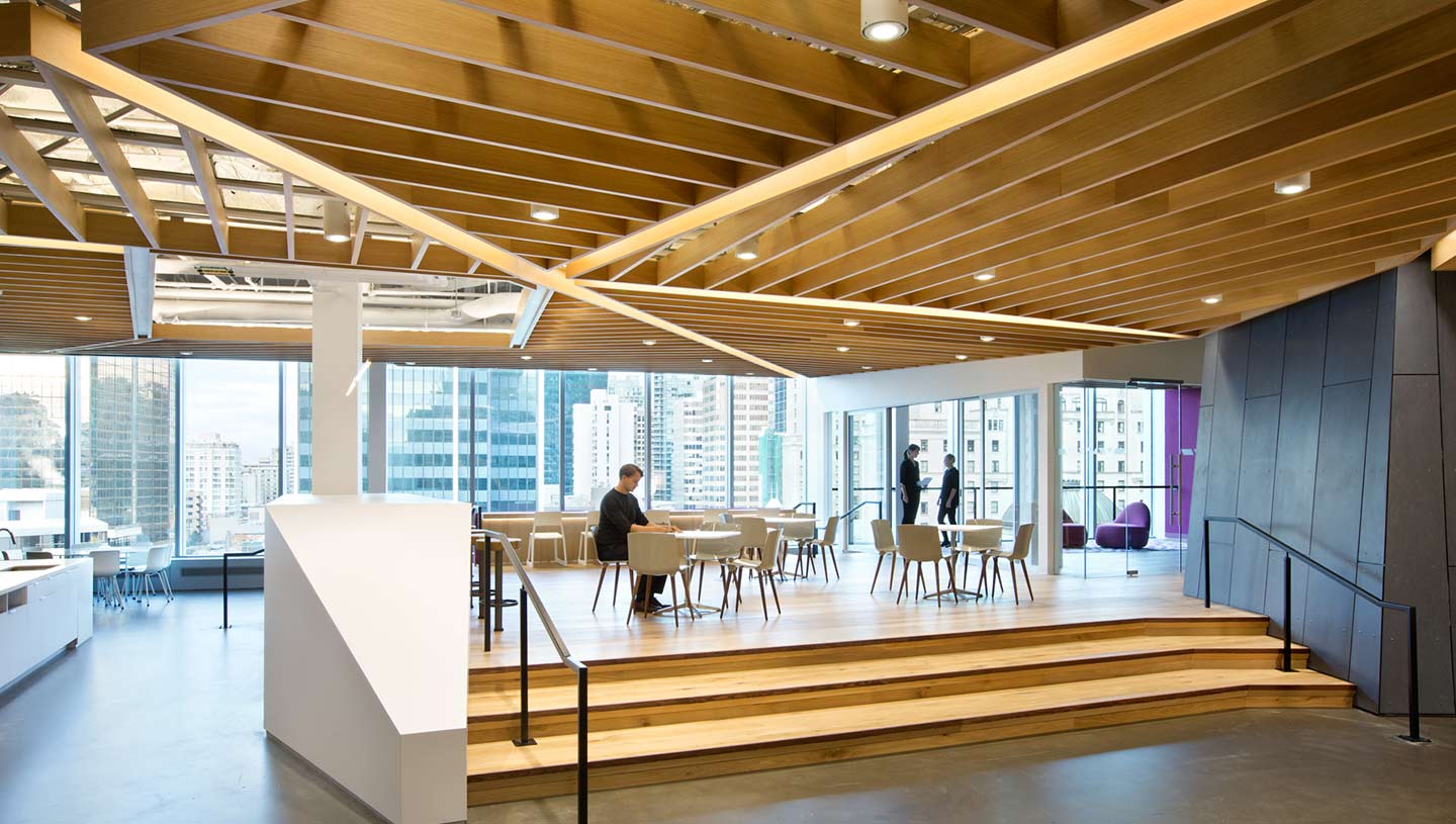 Aramis ceiling pendants illuminate a multipurpose room