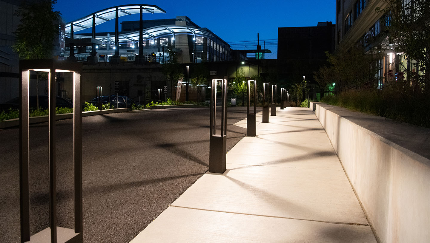 Lumiquad lights exterior pathways of residential building