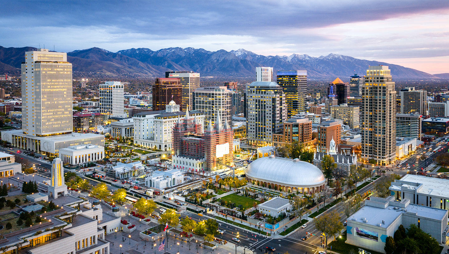 Salt Lake City landscape with mountain background
