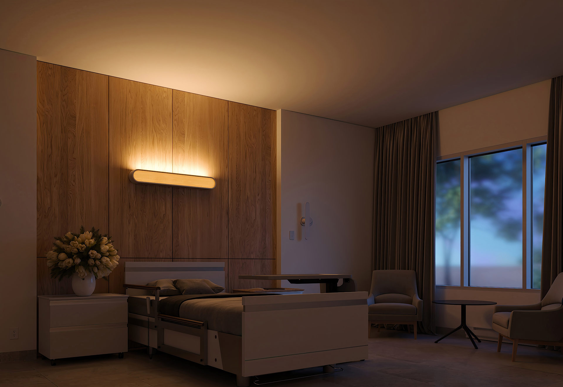 Long term care with Respond™ headwall lighting from Nightingale