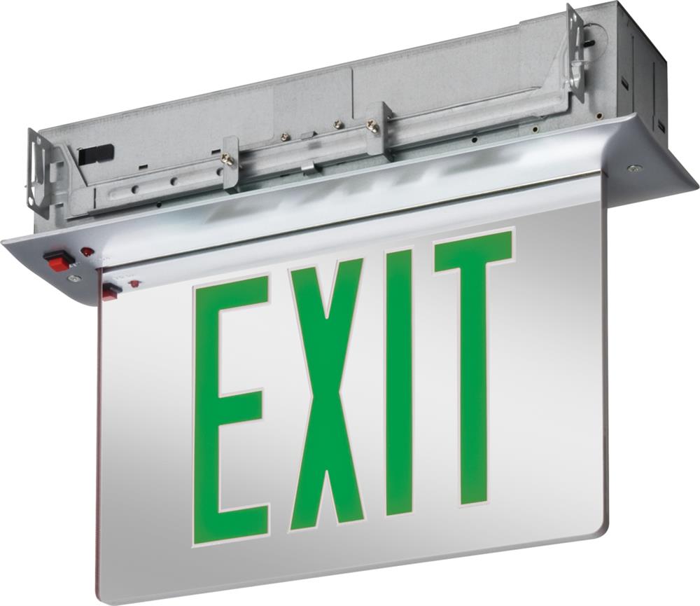 Light Blue USA Recessed Edge-Lit LED Exit Sign
