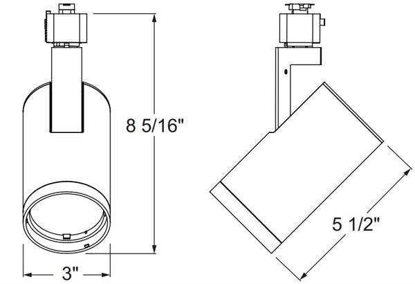 R620L Trac Head - Trac-Lites™ Adjustable Beam LED Cylinder